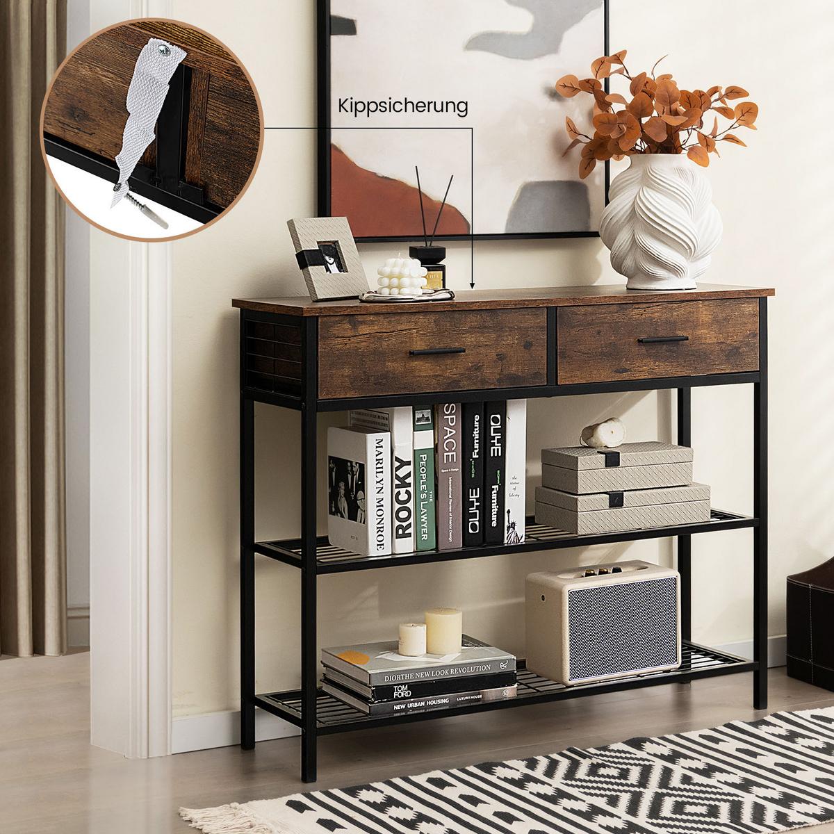 KONSOLENTISCH Rustikales Braun - Braun, Holz (30/100/81.5cm) - COSTWAY