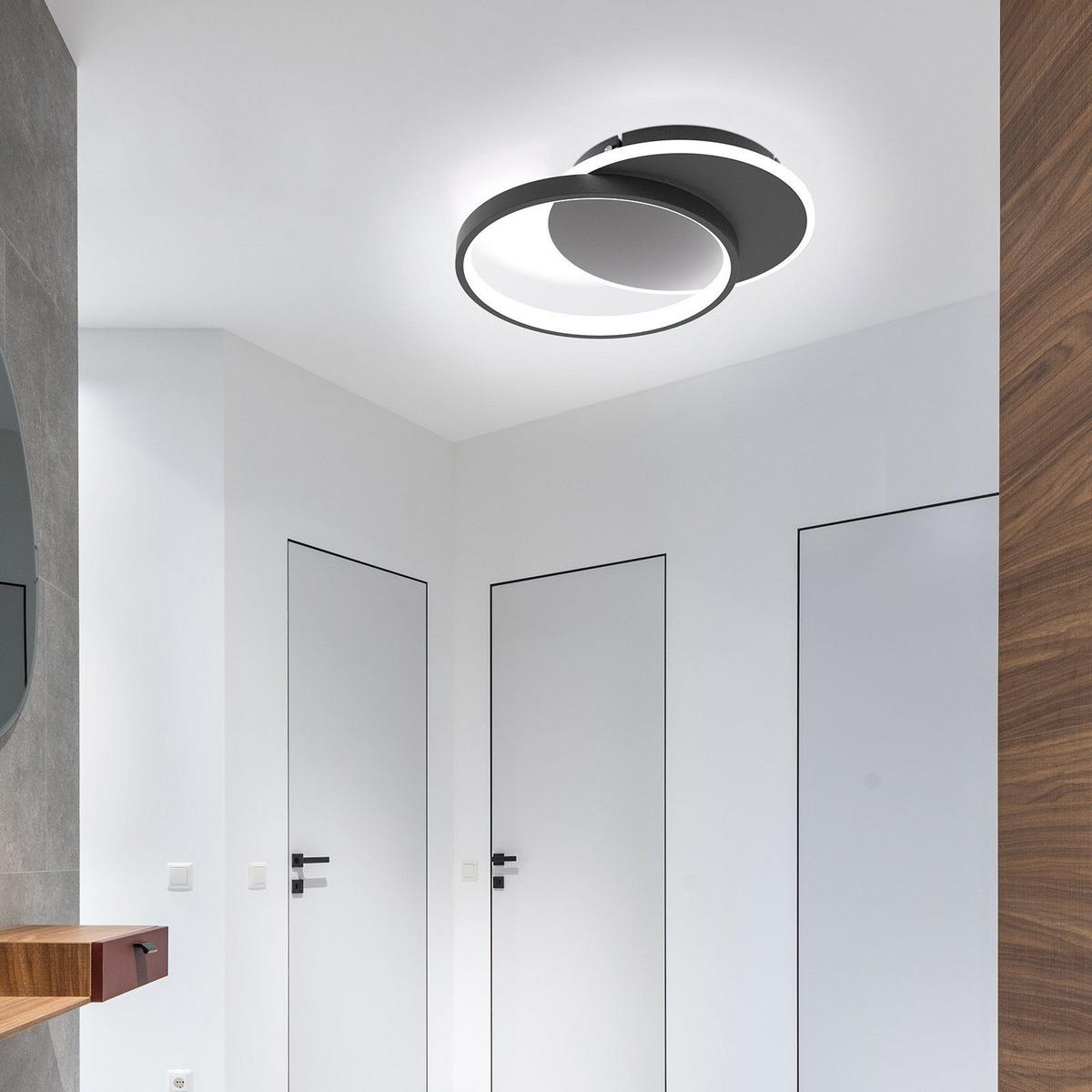 LED-DECKENLEUCHTE Gemini 41/30/6 cm - Schwarz, Metall (40/30/6cm) - ZMH