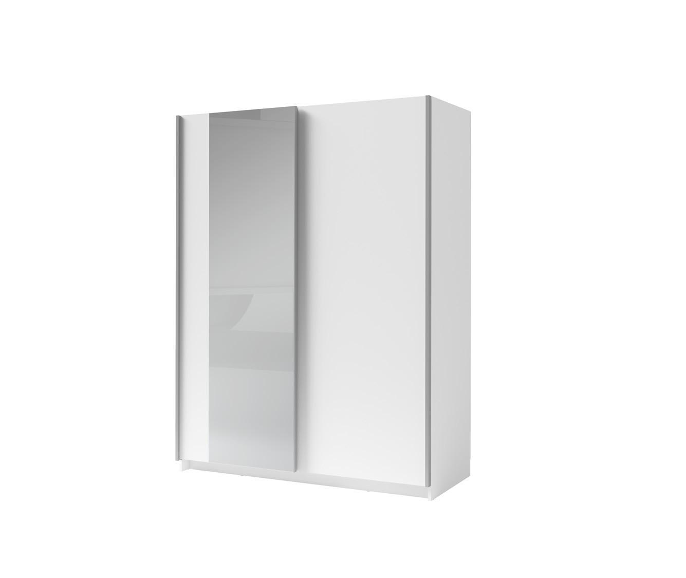 SCHWEBETÜRENSCHRANK ELRON 180,6/198,5/62cm 2-türig mit Spiegel Weiß - Weiß, Holzwerkstoff (180.6/198.5/62cm) - MASSENO