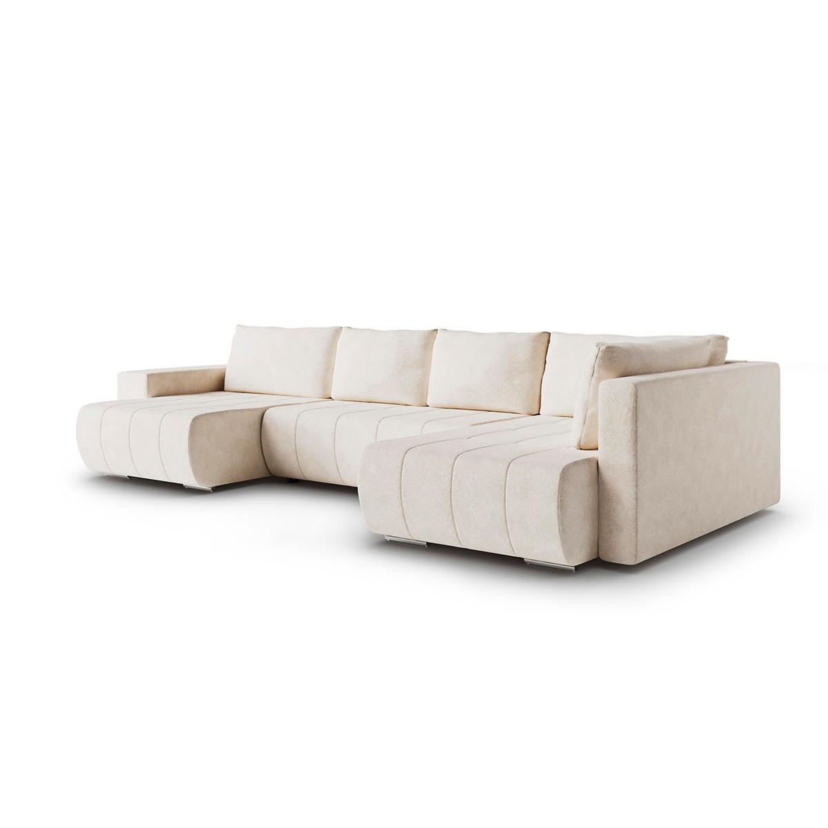 PANORAMASOFA Sergio 5 Sitzplätze Beige - Beige, Holz (392/82/185cm) - Petits-meubles
