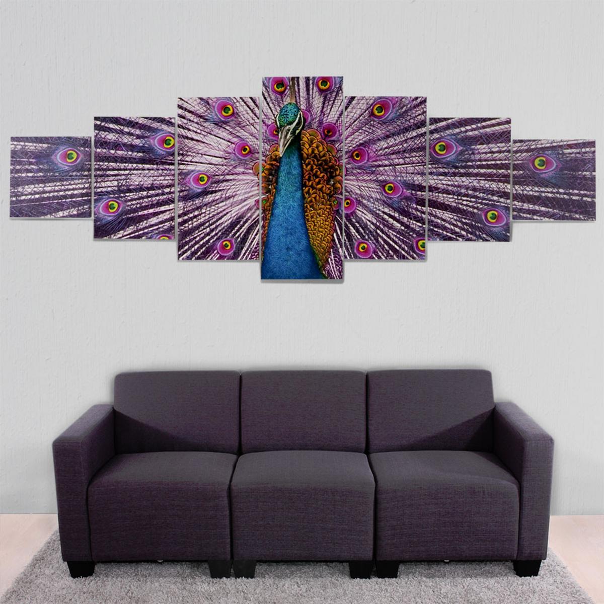 LEINWANDBILD XL PFAU 7-TLG. Multicolor - Multicolor, Holz (245/87cm) - MCW