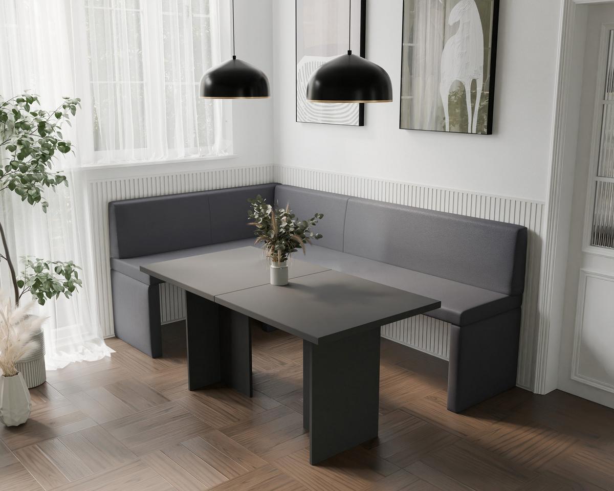 ECKBANK links OWEN Kunstleder, 142/196 cm Dunkelgrau - Dunkelgrau, Holz/Kunststoff (142/196cm) - Idohome