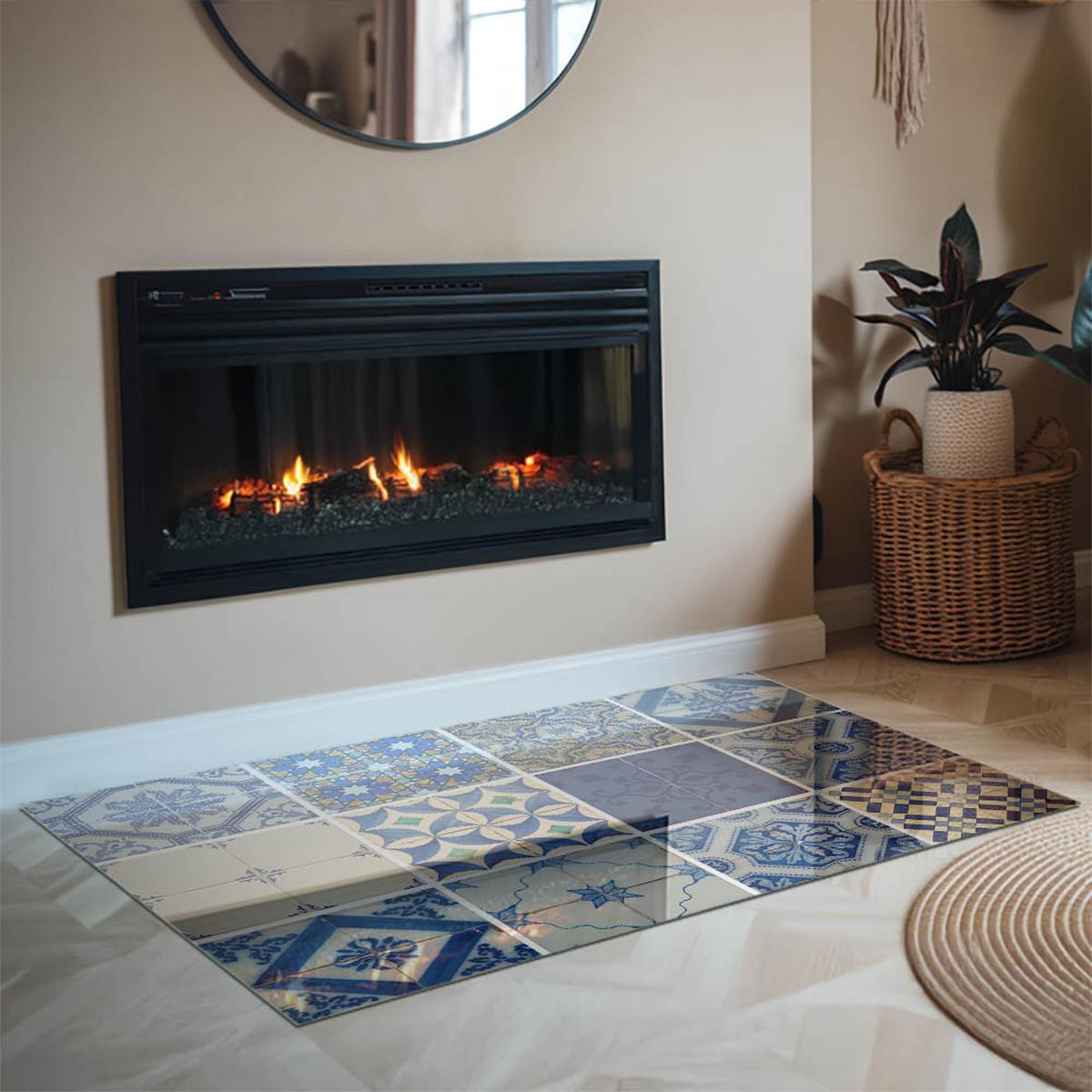 GLASPLATTE für Kamin 120x80 cm - Blau, Glas (120/80/0.4cm) - TULUP