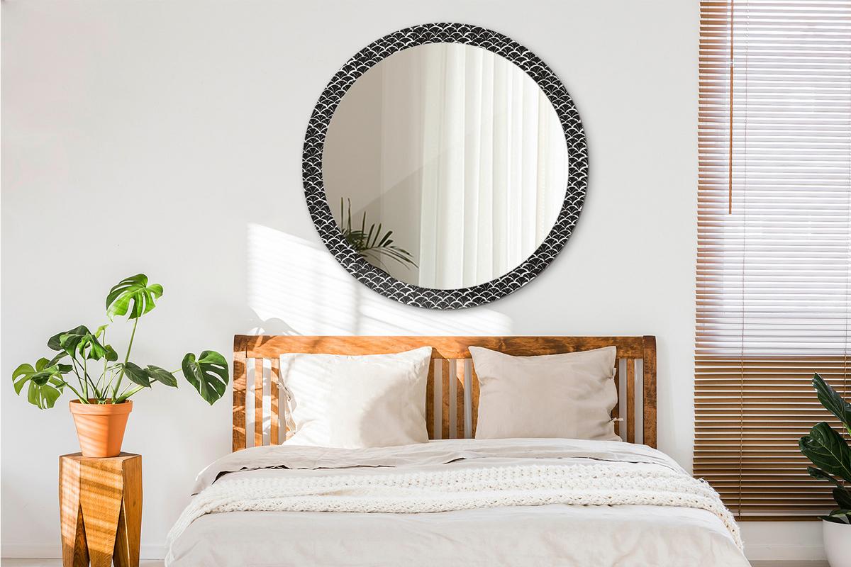 SPIEGEL Rund Ø 100 cm mit Aufdruck - Schwarz, Glas (100/100/0.4cm) - Wallfluent
