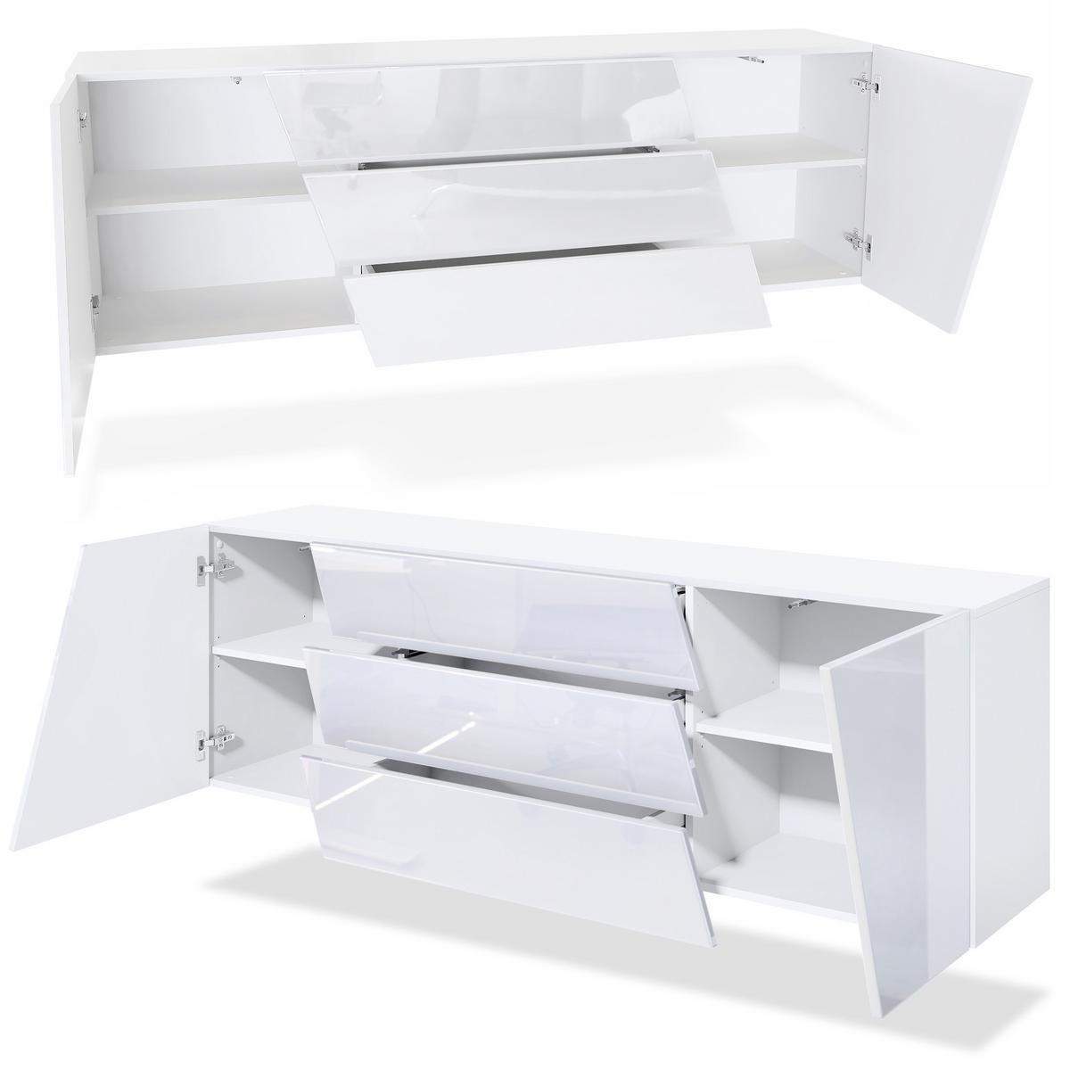 SIDEBOARD Houston Grau Hochglanz - Grau, Holzwerkstoff (178/57.5/38.5cm) - Vladon