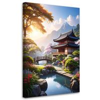WANDBILD, Japanischer Garten Pagode Landschaft Natur - Multicolor, Textil (30/45cm) - Feeby