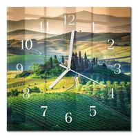 WANDUHR aus Glas 30x30 cm - Landschaft - Grün, Glas (30/30/0.4cm) - TULUP