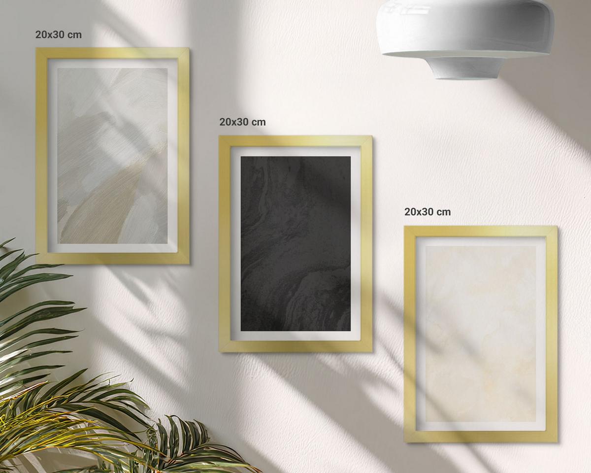 BILDER SET 3er Set - 20x30 cm Goldrahmen - Strukturen schattieren Minimalismus - Goldfarben, Kunststoff (20/30cm) - TULUP