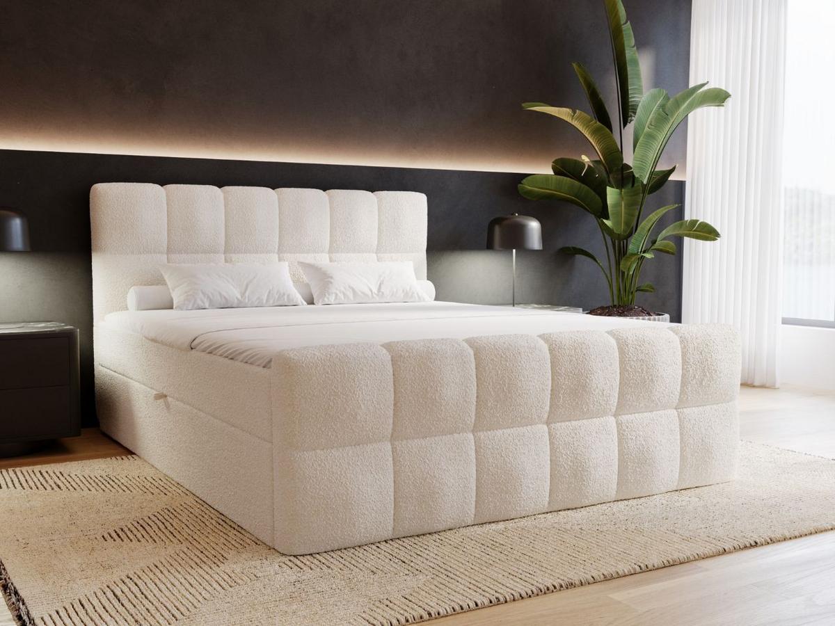 BOXBETT Alicante 140x200 Bouclé-Stoff Creme - Creme, Holz/Textil (140/200cm) - Graingold