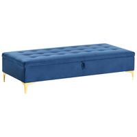 OTTOMANE mit Stauraum Samtstoff Marineblau Aberdeen - Hellblau, Textil (158/39/78cm) - Beliani