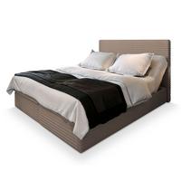 BOXBETT MILARA 200x200 cm mit Matratze und Topper, H2+H3 - Beige - Beige, Holz (200/200cm) - MASSENO