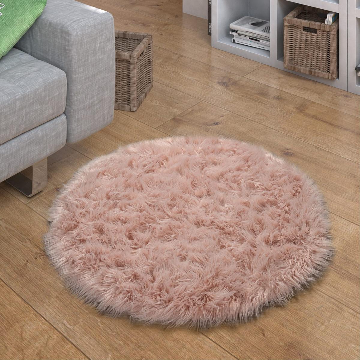 HOCHFLORTEPPICH Waschbar, einfarbig, Rosa, Ø 60 cm - Rosa, Textil (60/60cm) - KADIMA DESIGN