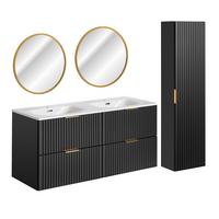 BADMÖBEL 120.4cm Adriel 2er-Set Mattschwarz - Schwarz, Holzwerkstoff (120.4/57/46cm) - Petits-meubles
