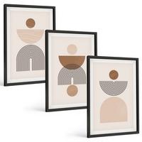BILDER SET 3er Set - 40x60 cm Schwarzer Rahmen - Abstrakte braune Formen - Schwarz, Kunststoff (40/60cm) - TULUP