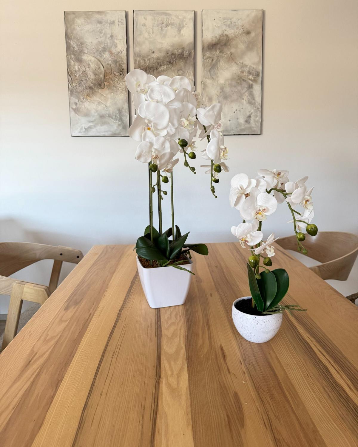 KÜNSTLICHE Topfpflanze 59 cm Grün/Weiß Orchid - Weiß/Grün, Kunststoff (59cm) - Beliani