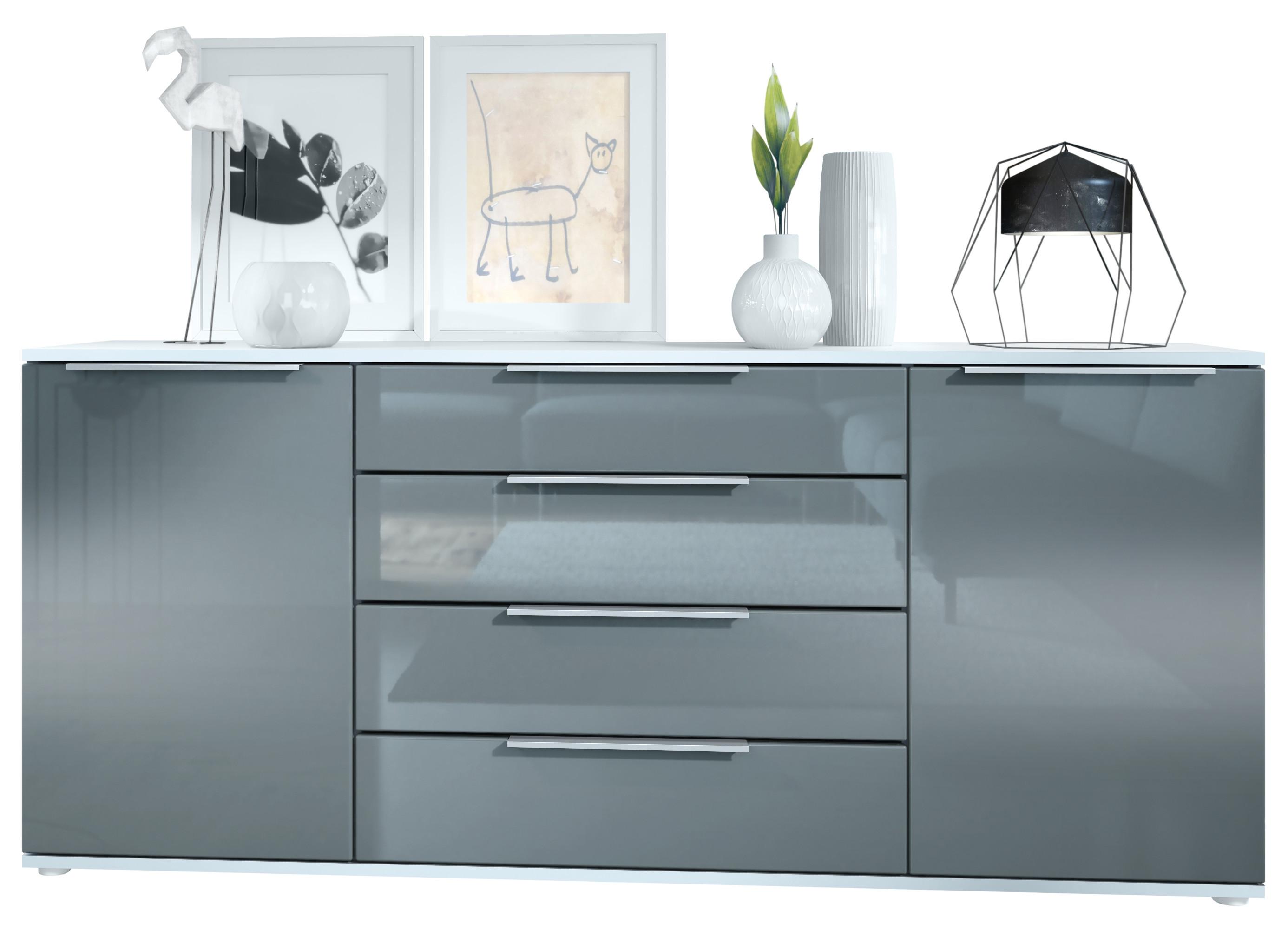 SIDEBOARD Porto Grau Hochglanz - Grau, Holzwerkstoff (166.5/72.5/35cm) - Vladon
