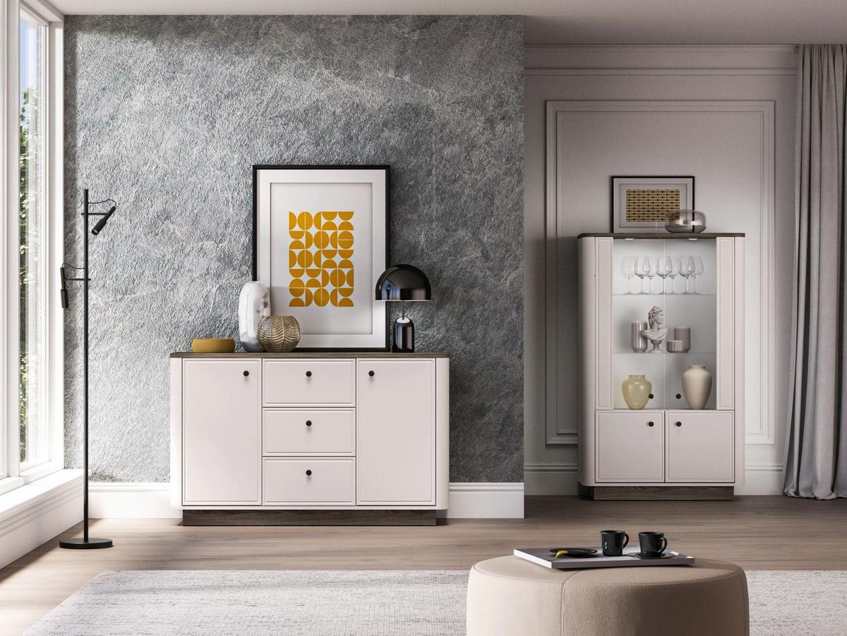 SIDEBOARD Vilavio Kaschmir/Eicheoptik Dunkel 138 cm - Taupe/Dunkelbraun, Holzwerkstoff/Metall (138/85/40cm) - Selsey