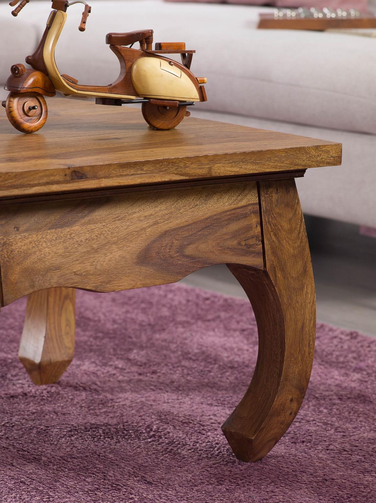 COUCHTISCH Dunkelbraun Massivholz Sheesham 60cm Landhaus-Stil - Dunkelbraun/Braun, Holz (60/60/40cm) - KADIMA DESIGN
