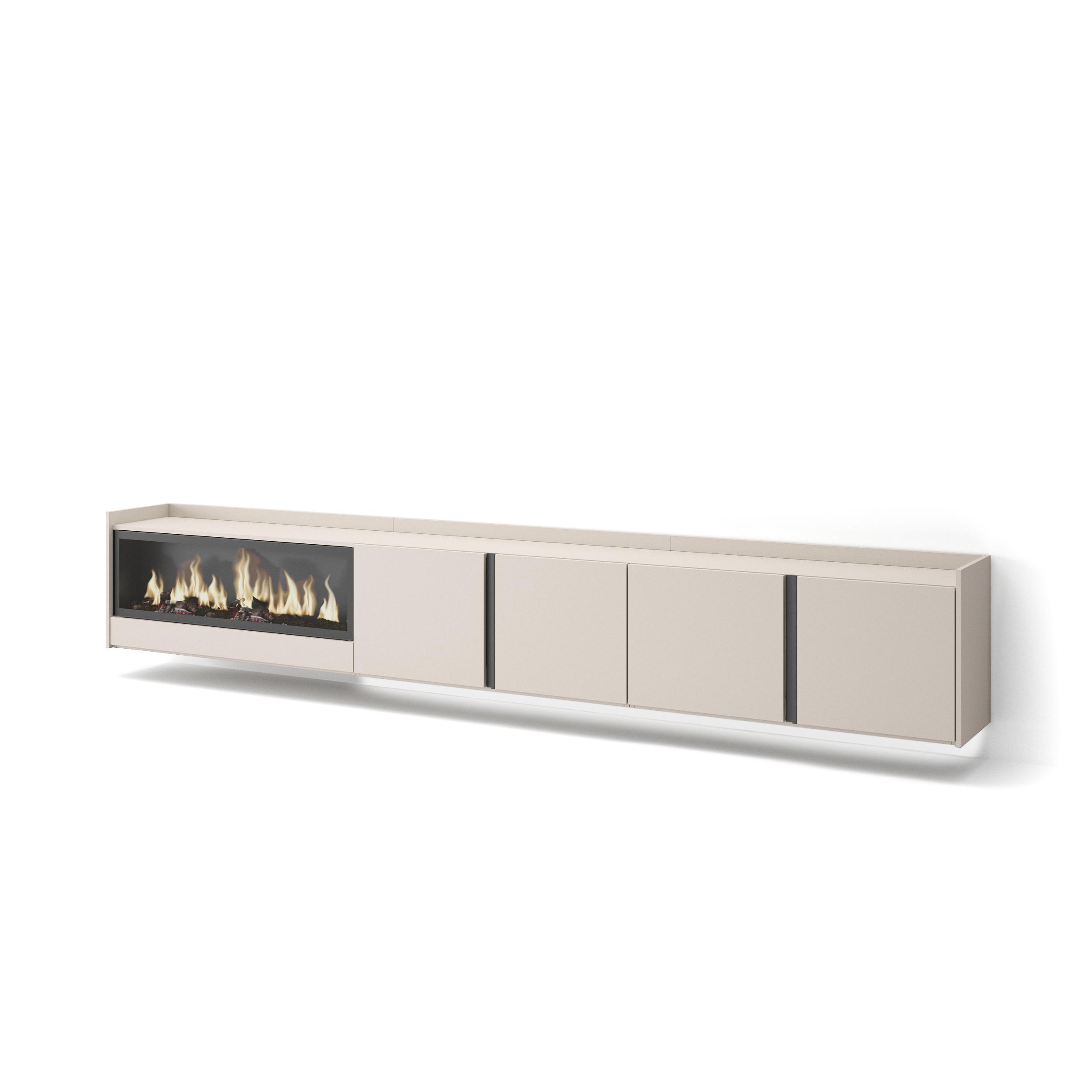 LOWBOARD, Beige, 315/35/50cm, Kamin mit Feuereffekt XXL - Beige, Holzwerkstoff (315/50/35cm) - Skraut Home