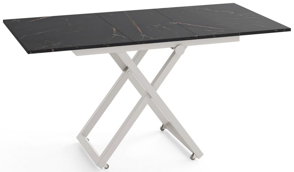 COUCHTISCH Axen höhenverstellbar ausziehbar, Schwarz Marmor Kupfer 120-160/80/38-75 cm - Kaschmir/Kupferfarben, Holzwerkstoff/Metall (80/160/75cm) - WFL GROUP
