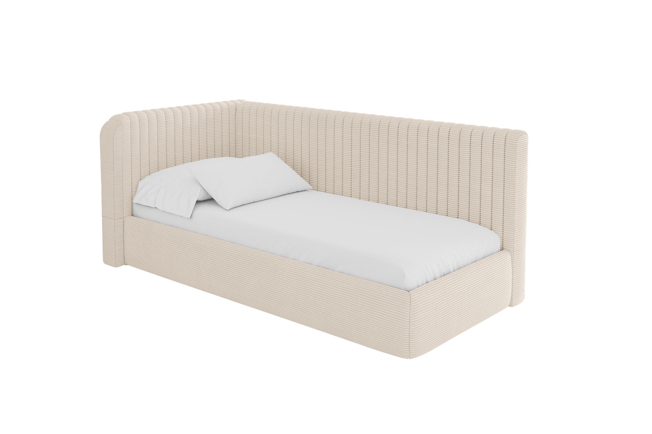 EINZELLBETT Jugendbett mit Bettkasten und Matratze H3/H4, Rechts - AURY 100x200 Beige - Kaschmir, Holzwerkstoff/Textil (100/200cm) - ALTDECOR