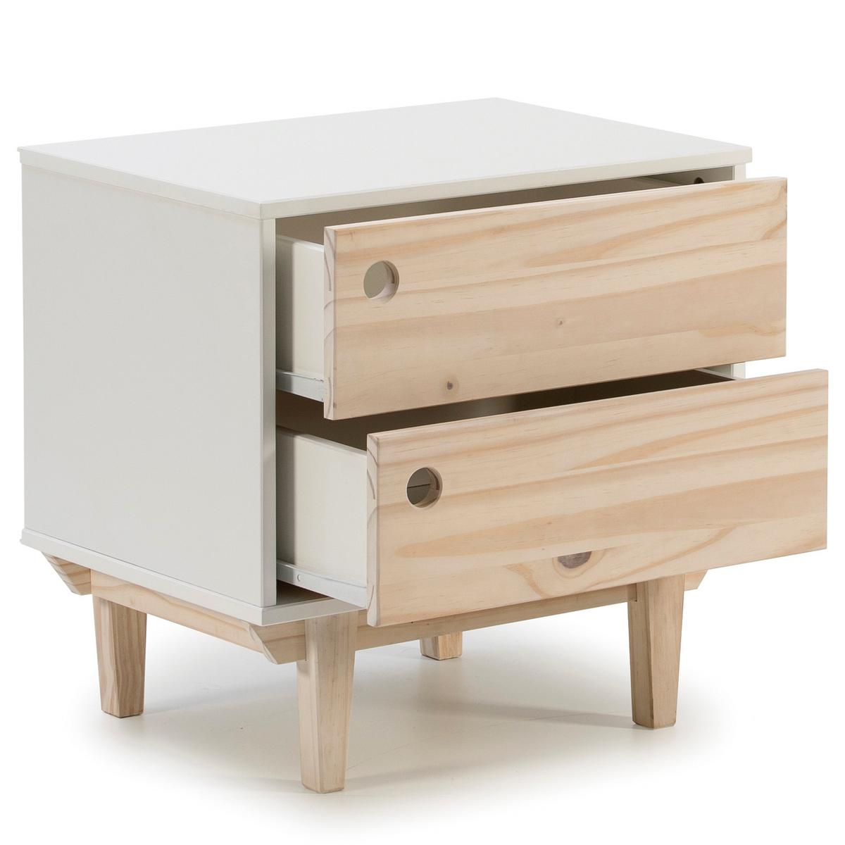 NACHTTISCH Roma 2 Schubladen Weiß - Weiß, Holz (50/49/35cm) - VS Venta-stock