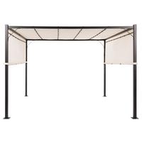 PERGOLA mit LED-Beleuchtung Stahl beige 310/310 cm Parga - Beige/Schwarz, Metall (310/215/310cm) - Beliani