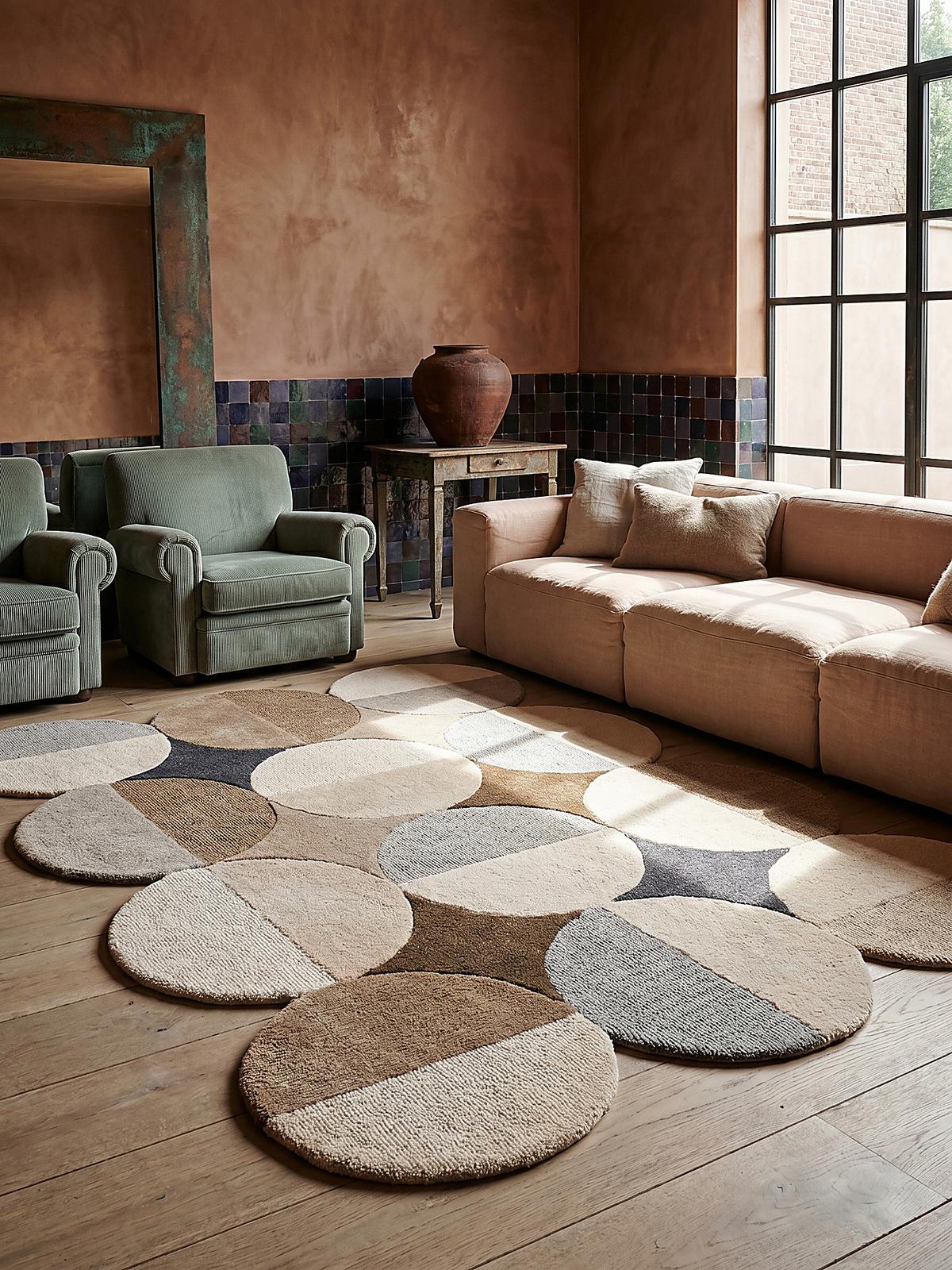 WOLLTEPPICH HALLEIN, mit Wellenmuster, Beige-Braun, 160 x 230 cm - Beige, Textil (230/160cm) - KADIMA DESIGN