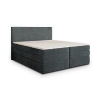 BOXSPRINGBETT MATERN 180x200 cm mit Matratze und Topper - Grau - Grau, Holz (180/200cm) - MASSENO