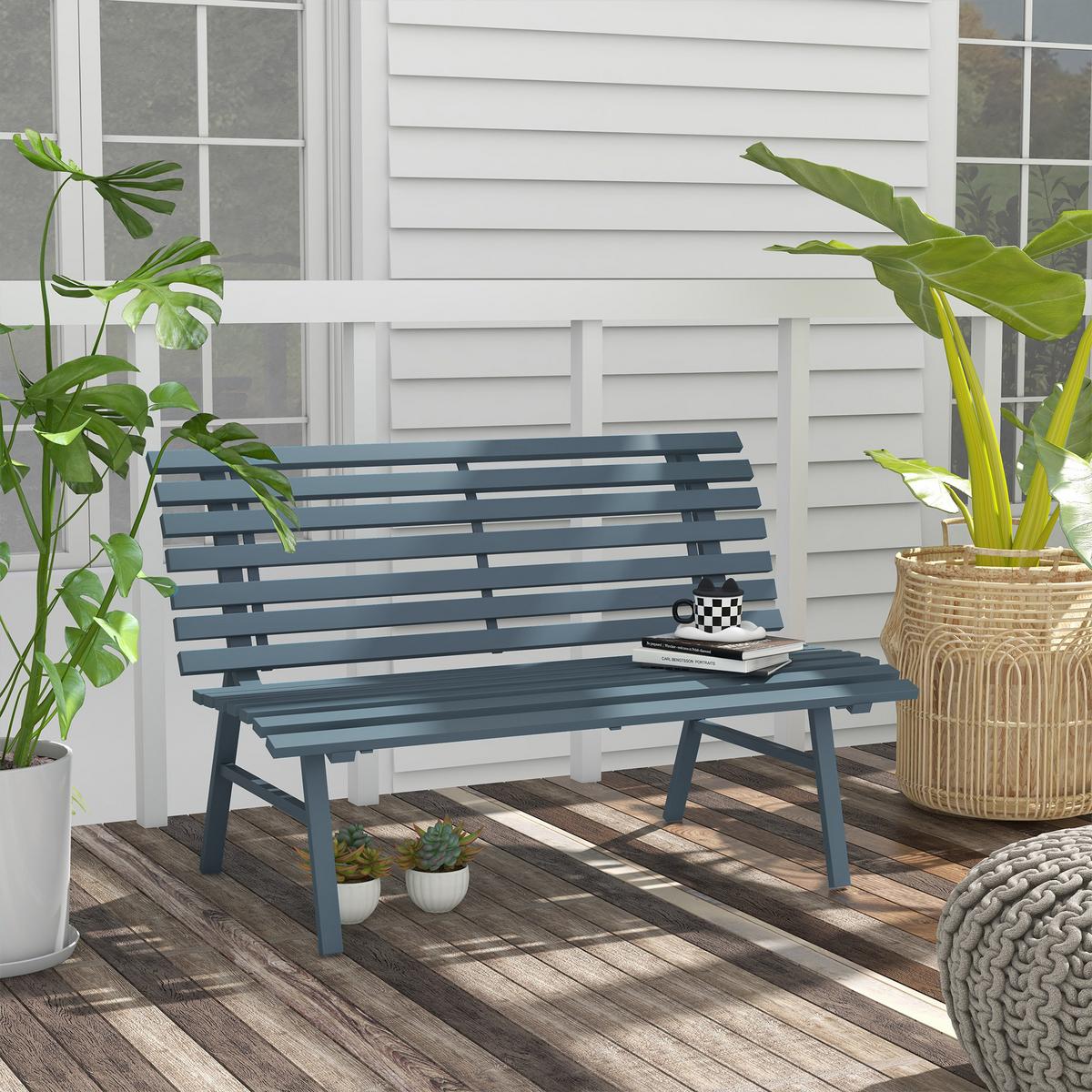 GARTENBANK Alu 2-Sitzer - Blau, Metall (67/79/123cm) - Outsunny