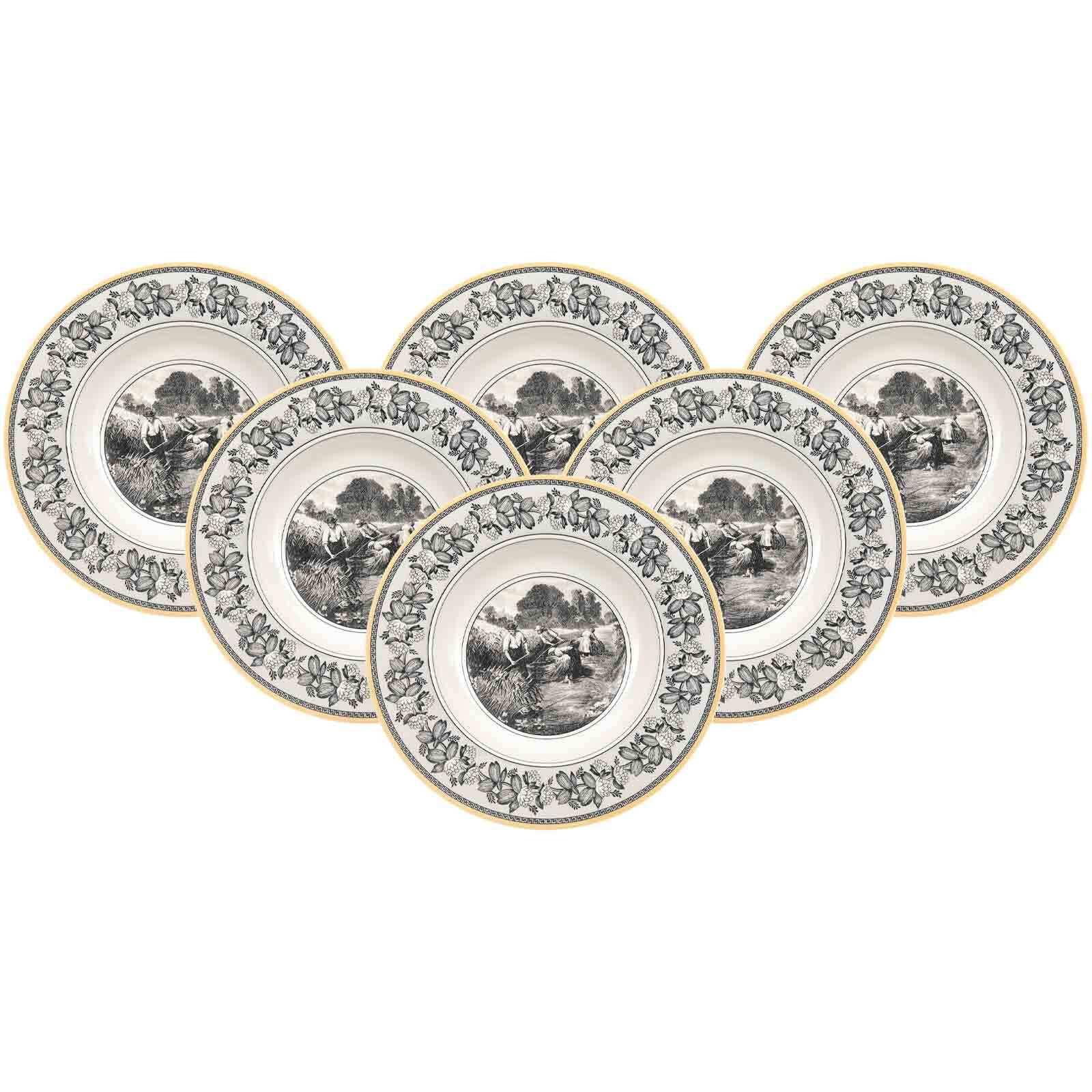 SUPPENTELLER Audun Ferme weiß-grau-gelb ø 24,2 cm 6er Set - Gelb/Weiß, Keramik (24.2cm) - Villeroy & Boch