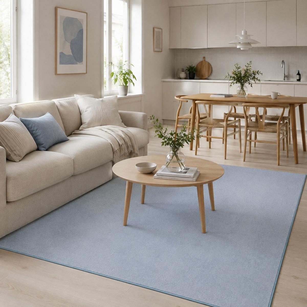 HOCHFLOR VELOURS TEPPICH LUNA - Blau, Textil (133/133cm) - Snapstyle