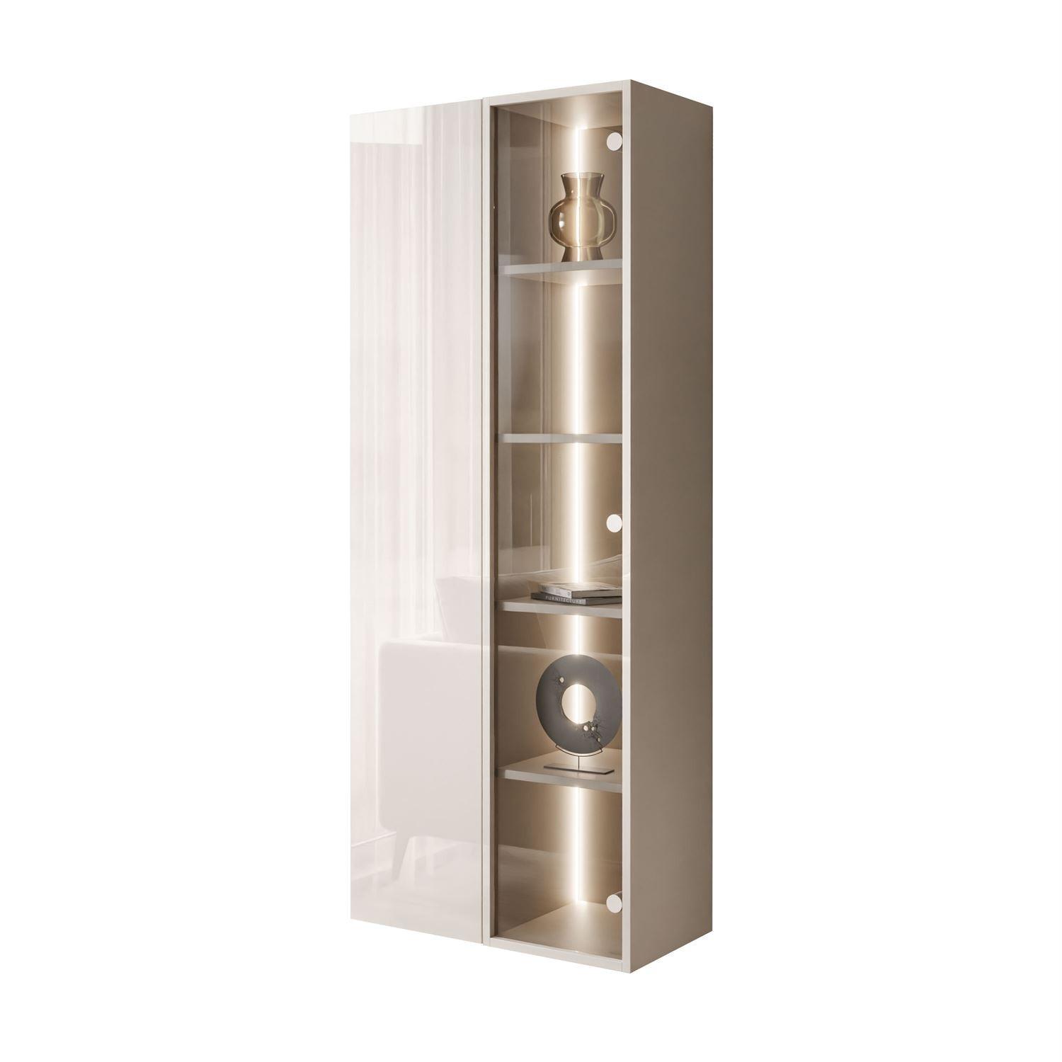 VITRINE CARMEN, hängend mit LED-Beleuchtung - Kaschmir, Holzwerkstoff (60/150/30cm) - Lookway