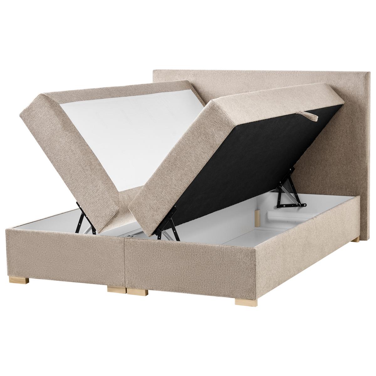 BOXSPRINGBETT mit Stauraum 140/200 cm Stoff Taupe Major - Taupe, Textil (140/200cm) - Beliani