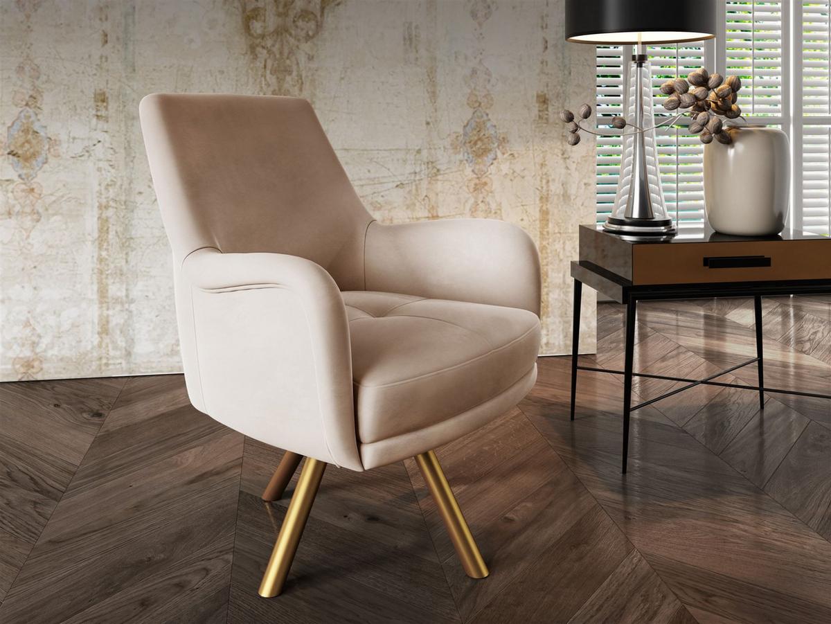 SOFASET Valerie 3-2 Und Drehsessel - Beige, Holzwerkstoff/Textil (228/79/90cm) - Fun Möbel