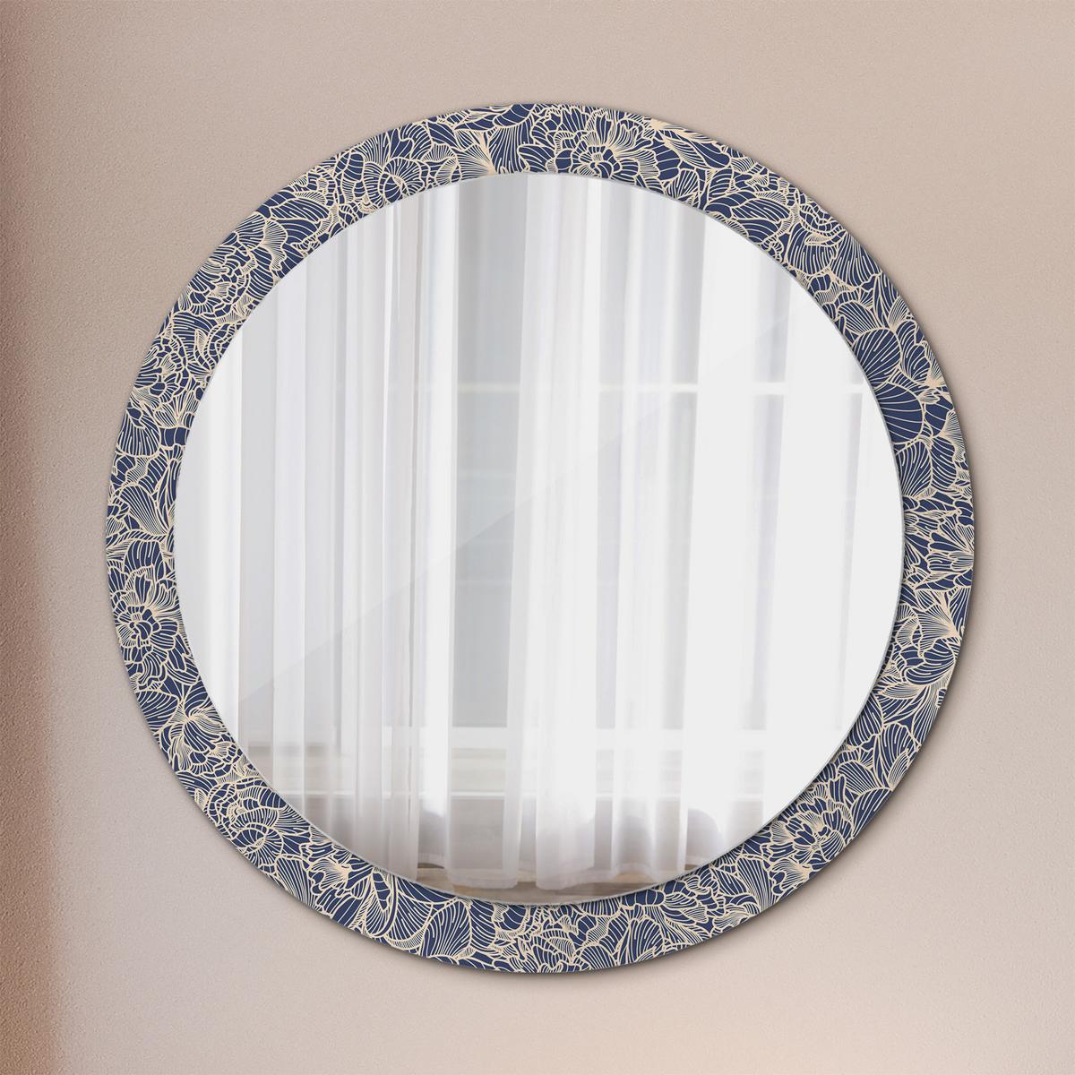 SPIEGEL Rund Ø 90 cm mit Aufdruck - Dunkelblau, Glas (90/90/0.4cm) - Wallfluent
