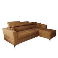ECKSOFA L Form Ribella Bernstein 265/180/100 cm Rechts mit Schlaffunktion - Gelb/Schwarz, Textil/Metall (265/180cm) - AX Living