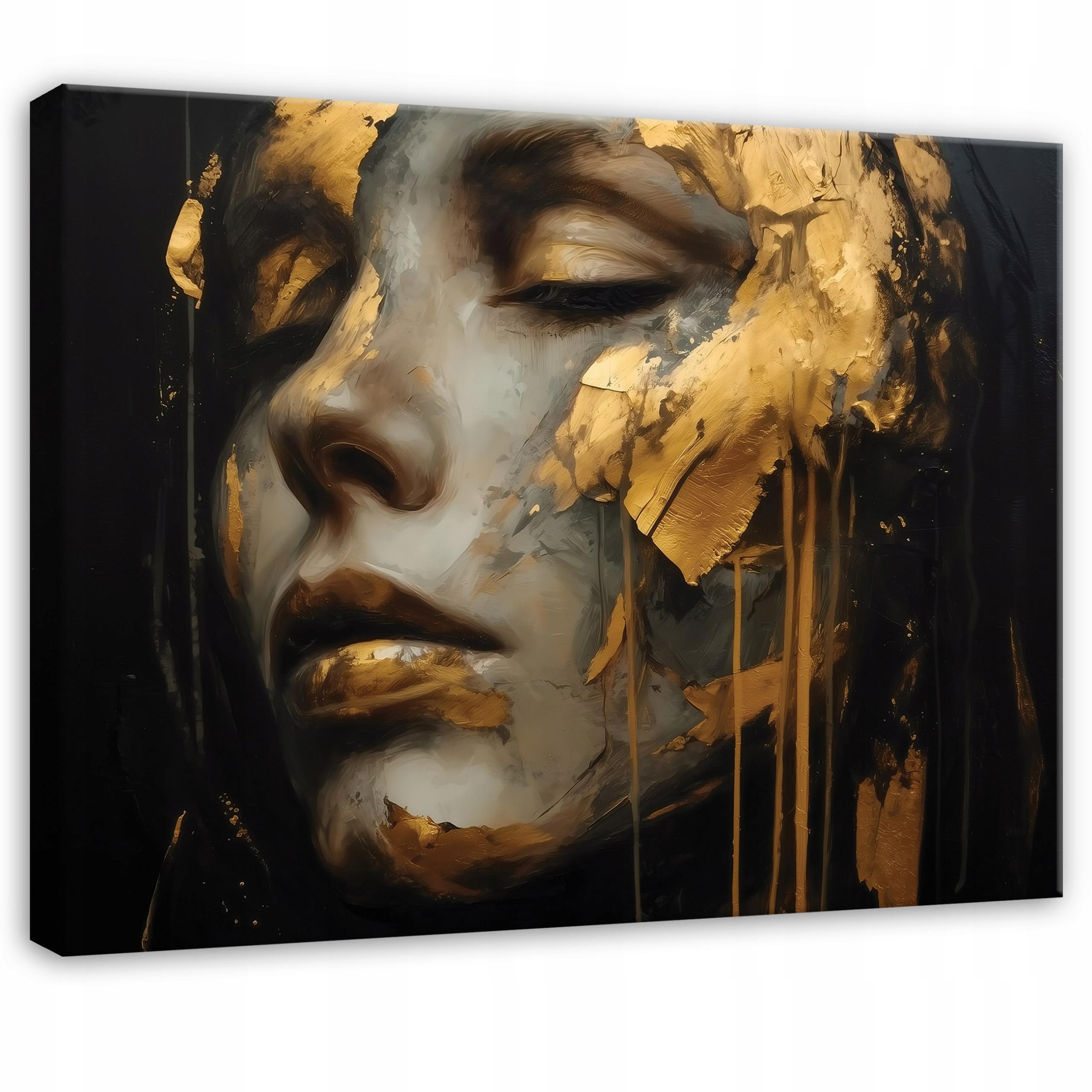 WANDBILDER Frau Gold Schwarz Abstrakt 100x70 - Multicolor, Holzwerkstoff (100/70cm) - Wallarena