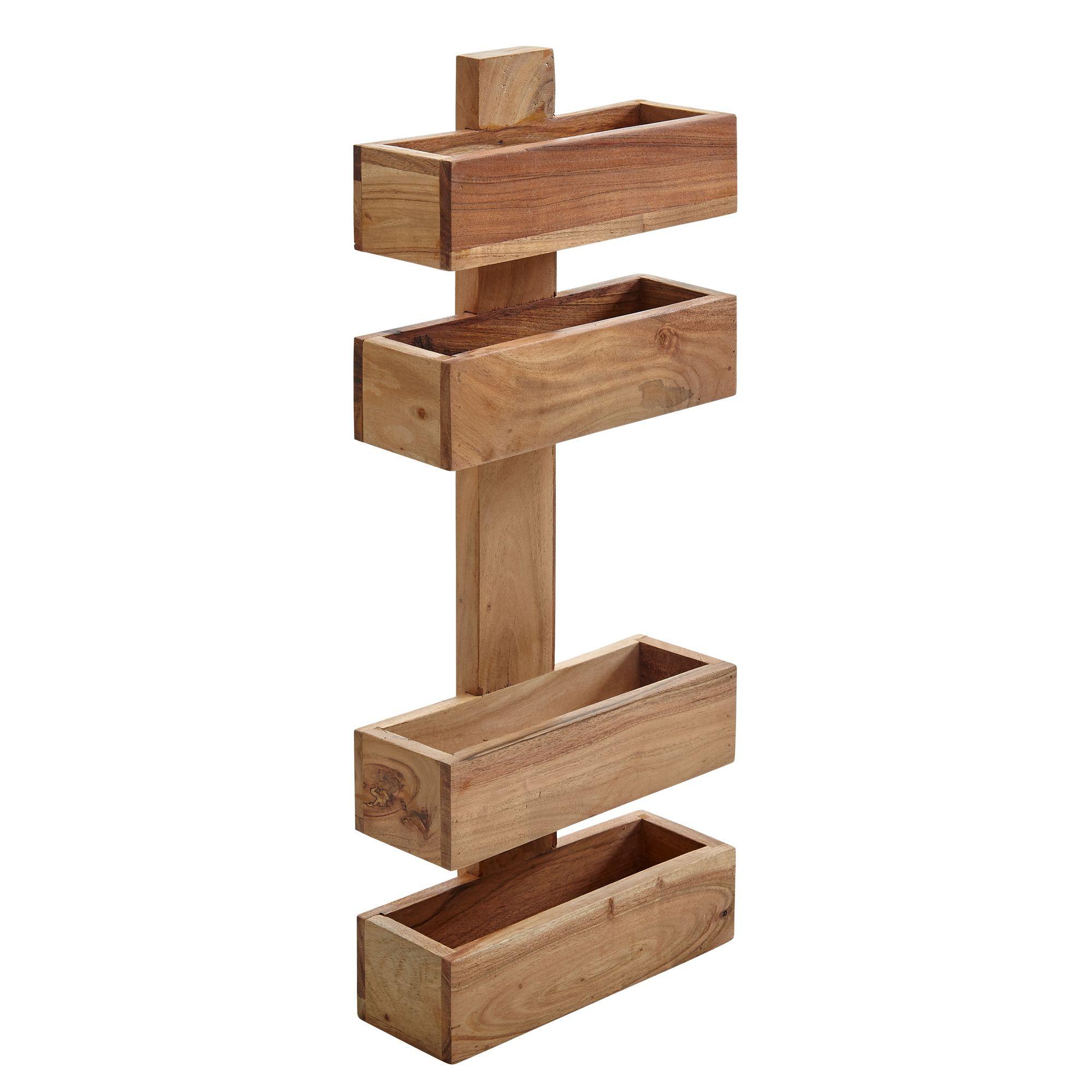 ZEITUNGSSTÄNDER MUMBAI Massivholz mit 2 Fächern Landhausstil, Akazie 30x10x72 cm - Akaziefarben, Holz (30/72/10cm) - KADIMA DESIGN