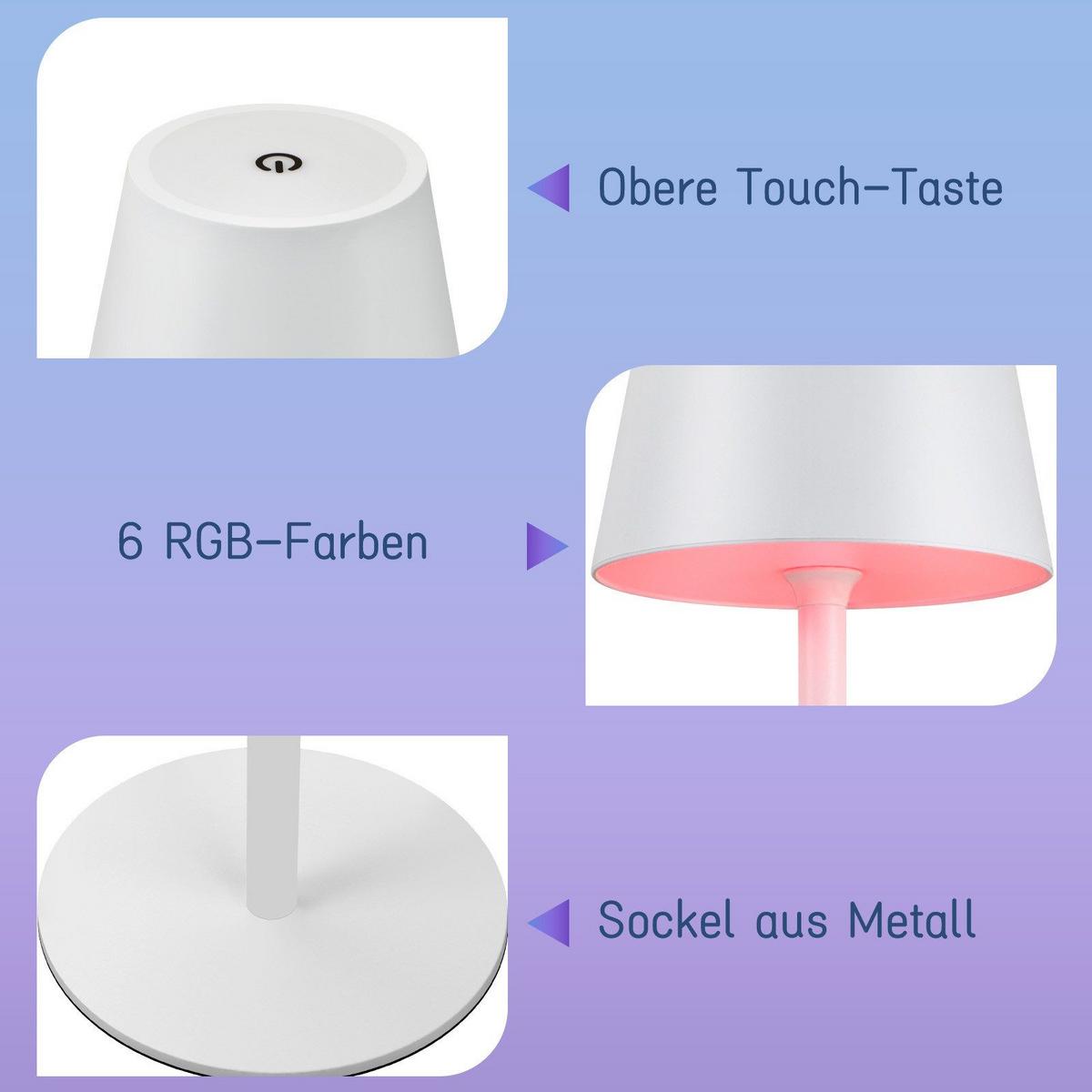 LED-TISCHLEUCHTE Leverkusen 11/11/37.5 cm - Weiß, Metall (11/11/37.5cm) - Nettlife