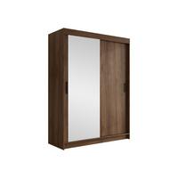 SCHIEBETÜRENSCHRANK Infinity II 150 - Nussbaumfarben/Schwarz, Holzwerkstoff/Kunststoff (150/200/58cm) - MIRJAN24