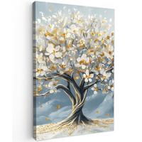LEINWANDBILD Baum - Winter - Baum des Lebens - Modern - Gold Deko Groß 90x140 cm - Goldfarben, Textil (90/140cm) - MuchoWow