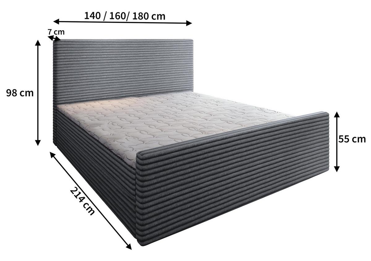 BOXBETT BRENTO 180x200 cm mit Matratze und Topper - Creme - Creme, Holz (180/200cm) - MASSENO