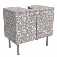 WASCHBECKENUNTERSCHRANK Fliesenmuster Faro grau 60/55/35 cm - Grau, Holzwerkstoff (60/55/35cm) - Bilderwelten