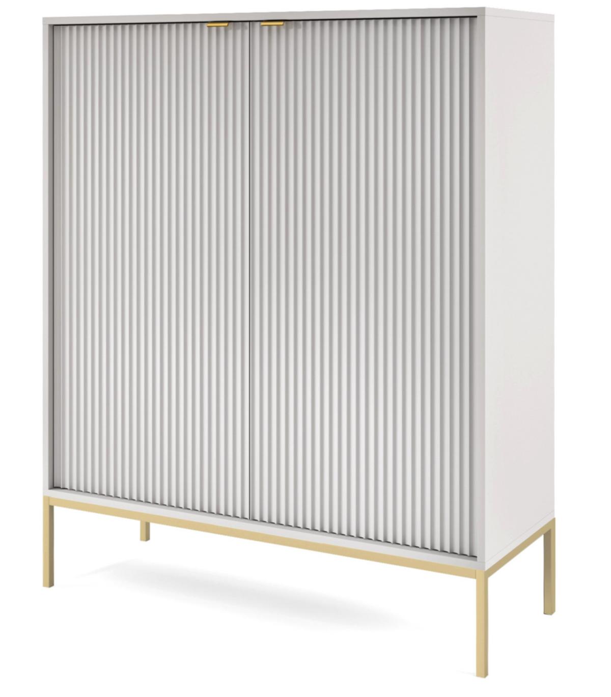 HIGHBOARD Vellore Grau mit goldenen Metallbeinen 104 cm - Goldfarben/Grau, Holzwerkstoff/Metall (104/125/39cm) - Selsey
