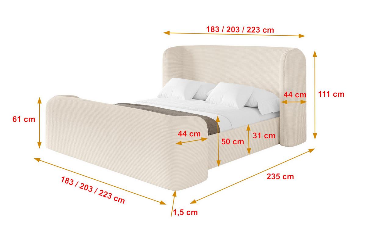 POLSTERBETT mit Bettkasten, Fußteil und Lattenrost, Bett mit Matratze H3/H4 - ESTI-Z 140x200 Beige - Kaschmir, Holzwerkstoff/Textil (140/200cm) - ALTDECOR