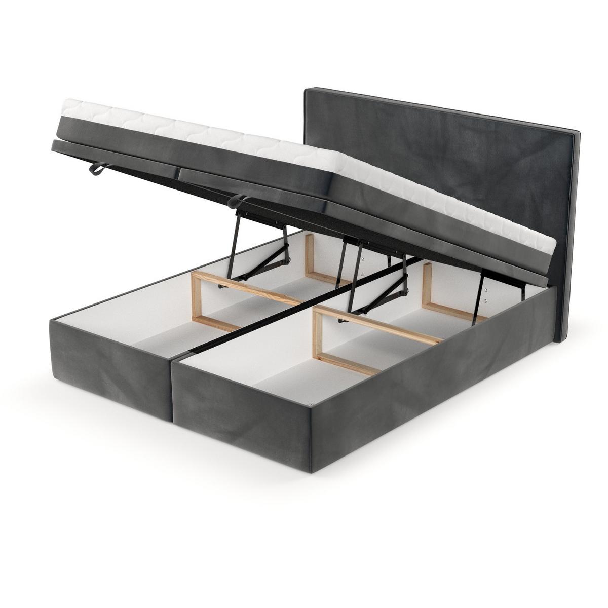 BOXBETT Zalla 140/200 cm Anthrazit im Paros Stoff - Anthrazit/Schwarz, Holz/Holzwerkstoff (140/200cm) - AltaBeds