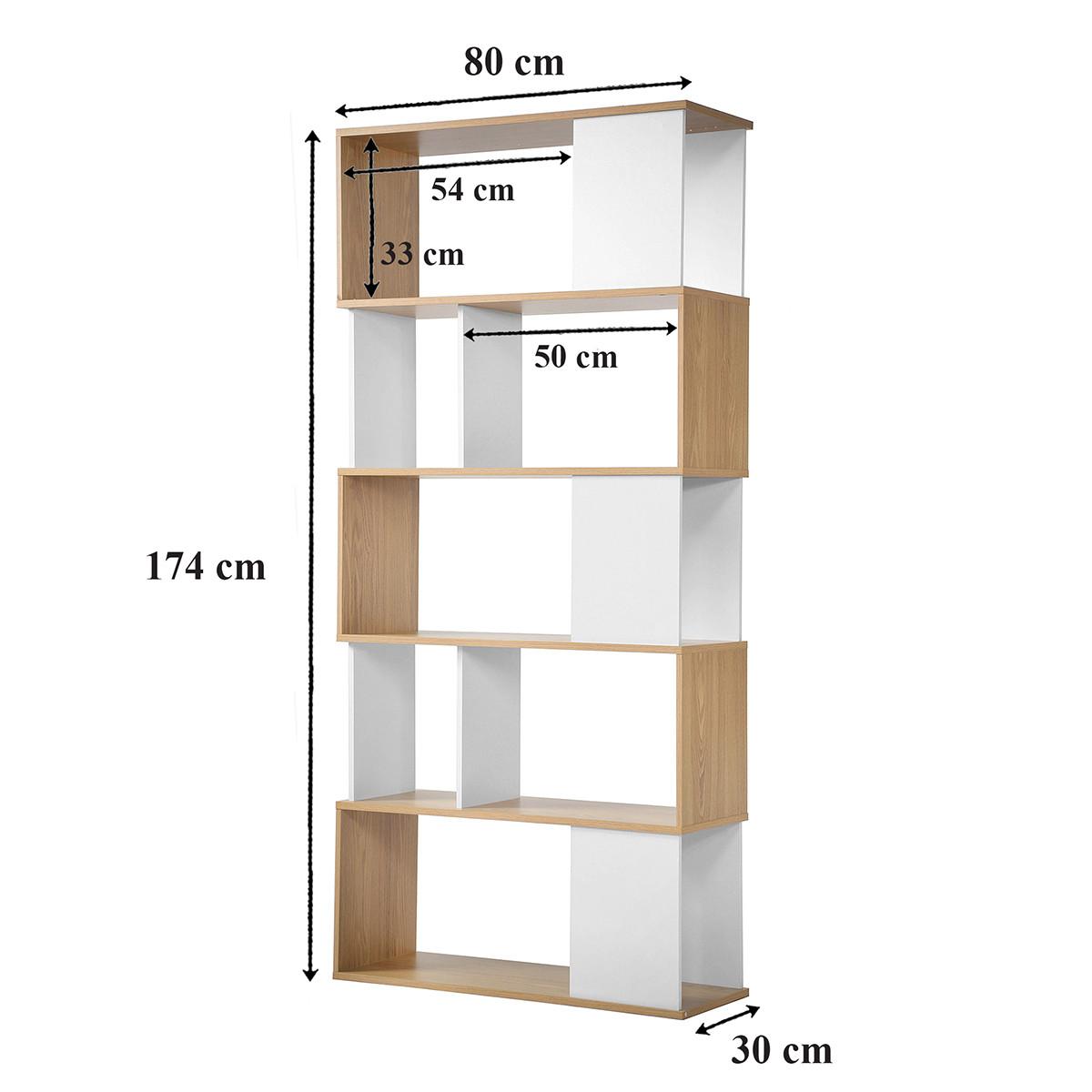BÜCHERREGAL in Weiß- und Eichendekor - H173,5 cm - Weiß, Holzwerkstoff (29.5/173.5/34cm) - Calicosy