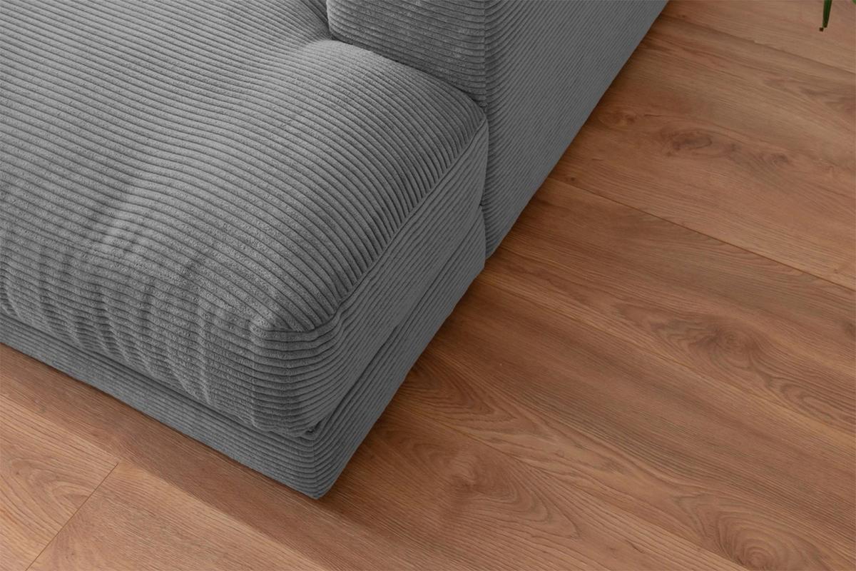BIG SOFA XL MIT TABLETT MADELINE Grau Cord - Schwarz/Grau, Kunststoff/Textil (290/85/190cm) - KAWOLA