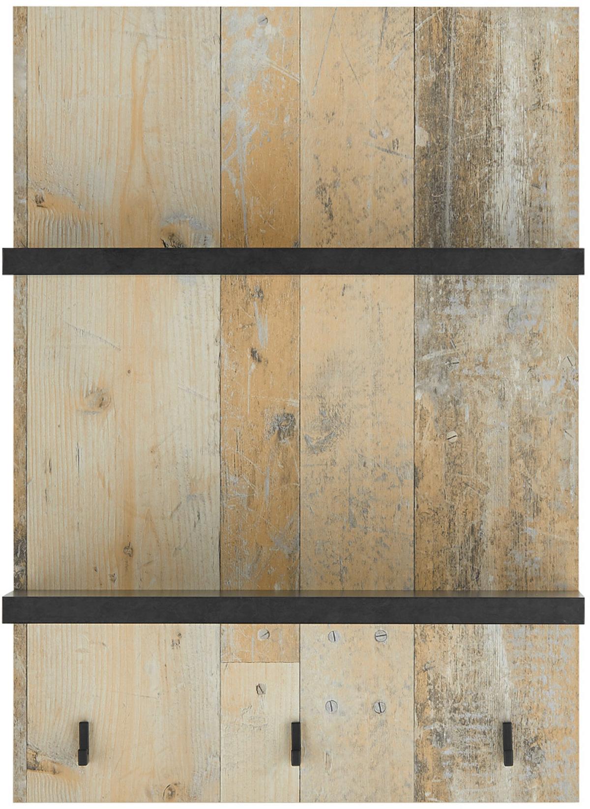 KÜCHENREGAL Used Wood Vintage 60 cm, Gewürzregal mit Ablagen und Haken - Anthrazit/Naturfarben, Holzwerkstoff (60/84/21cm) - Furn.Design